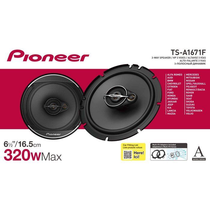 Altavoces coaxiales para coche PIONEER TS-A1371F de 3 vías - 13 cm - 300 W máx. - 50 W RMS