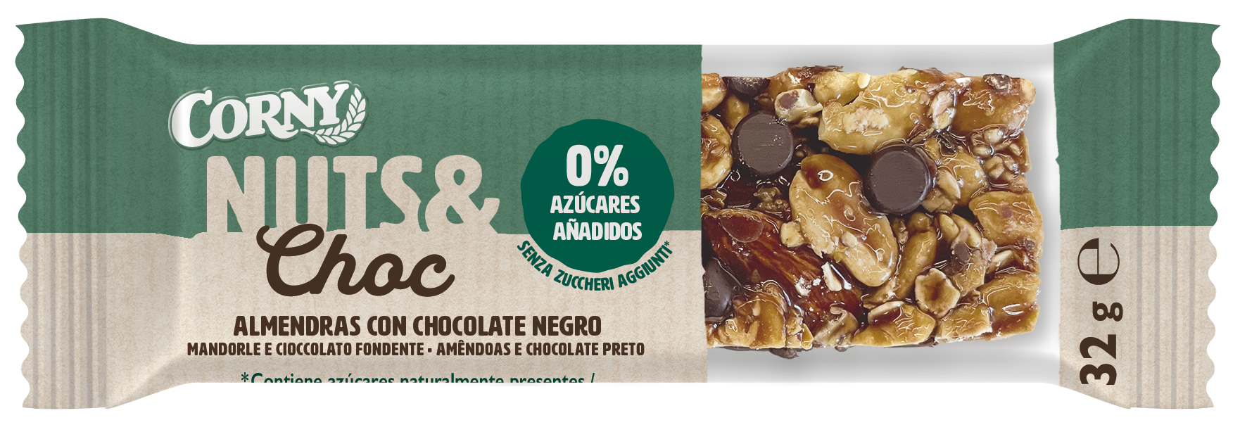 Tyčinka Nuits & Choc s mandľami, arašidmi a tmavou čokoládou Tyčinky