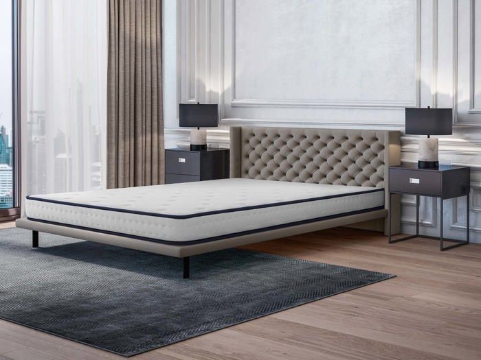 Matelas UPSILON 120x190 cm-Mousse mémoire de forme adaptative-7 zones Blue-latex + HR-Confort Optimal-Equilibré-Hypoallergénique