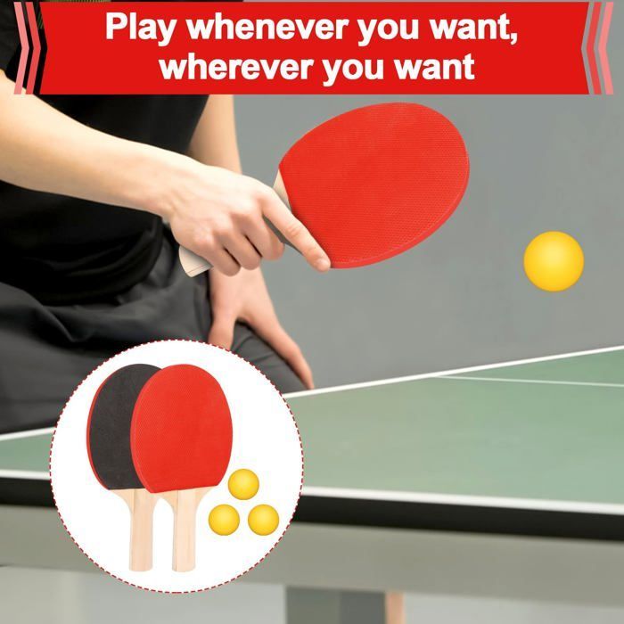 Juego profesional de raquetas de ping-pong: 2 raquetas de tenis de mesa + 3 pelotas de ping-pong + bolsa + red retráctil
