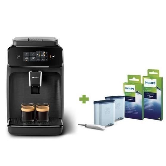 Automatic espresso machine with grinder - PHILIPS - EP1200/00 - 1500 W - 275 g bean capacity - Black + AquaClean maintenance kit