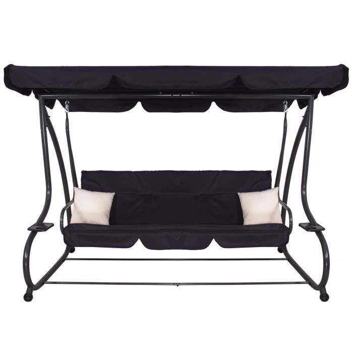 Columpio de jardín - SPRINGOS® - 4 plazas - 220 x 162 cm - 2 cojines - Función de cama