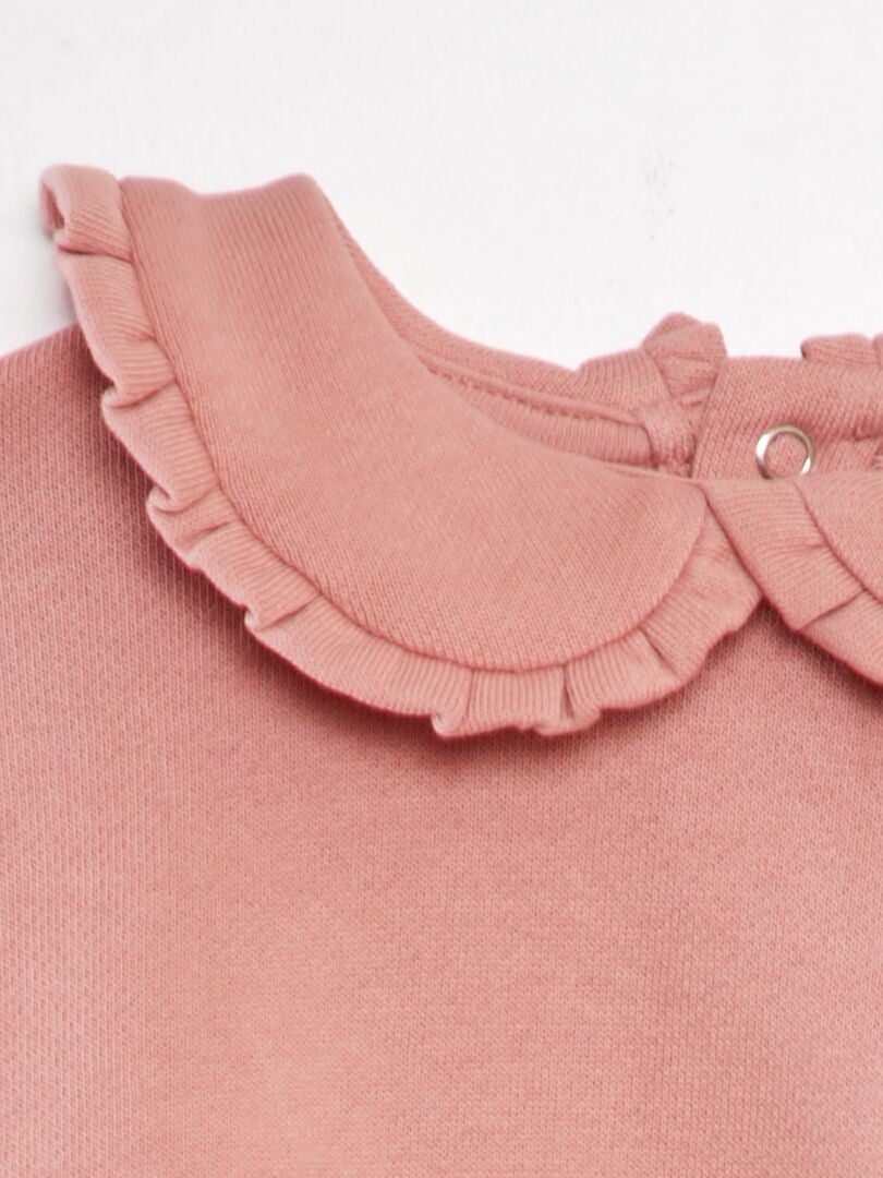 Katoenen sweatshirt met claudine kraag - ROZE