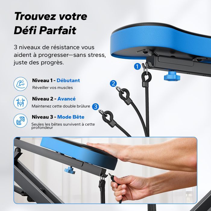 Machine à Squat et Rameur – MERACH - Résistance Réglable - Pliable - Max 160 kg -Écran LCD - Pour Abdos/Jambes/Dos - Gris