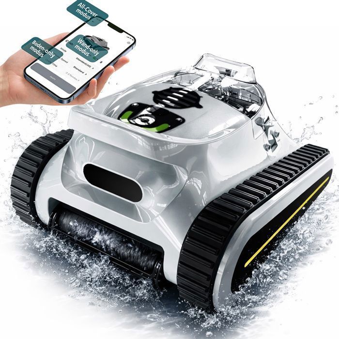 Robot Piscine Sans Fil Nettoyage du Fond,des Parois et de la Ligne d' Eau,180 Min&Convient Aux Piscines Jusqu'à 2150 Pieds Carrés
