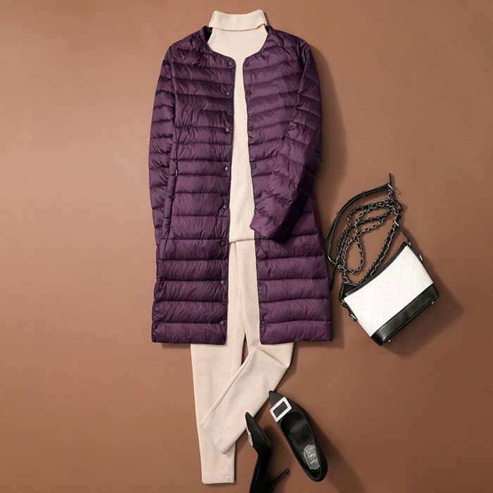 Doudoune Mi-Longue Femme à Capuche Funmoon - Couleur Unie - Hiver Chaud