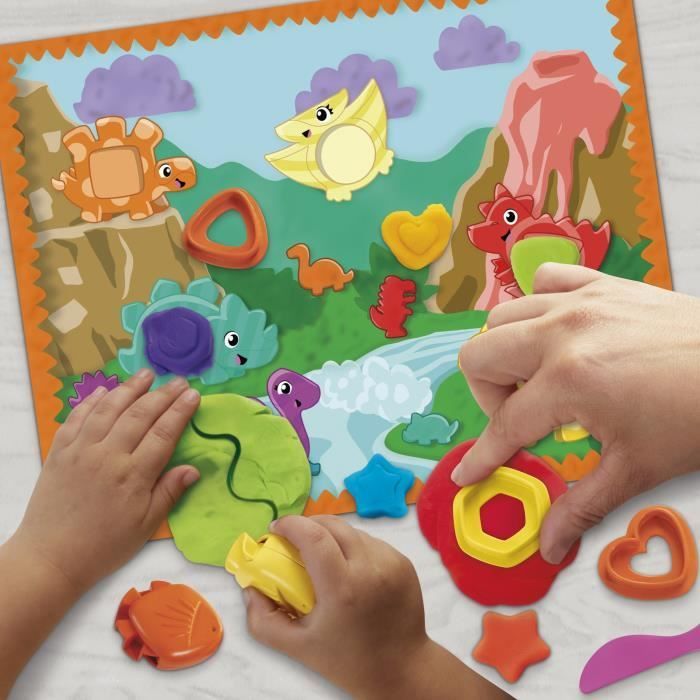 Play-Doh Starters Dino des formes et couleurs, loisirs créatifs de pâte à modeler pour enfants, Classique, dès 3 ans