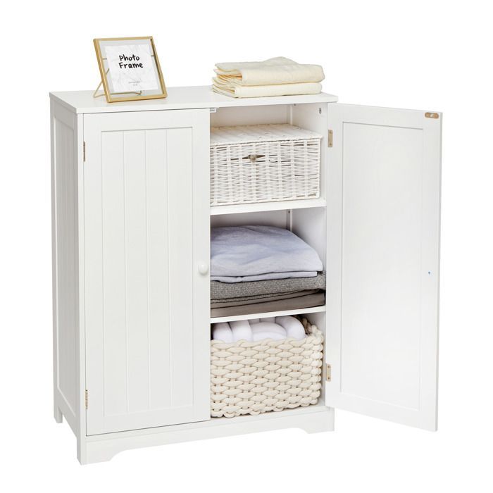 Mondeer Meuble de Salle de Bain,de Rangement Buffet avec2 Portes,3 Étagères Moderne MDF Peinture, pour Salon Chambre Entrée Cusine