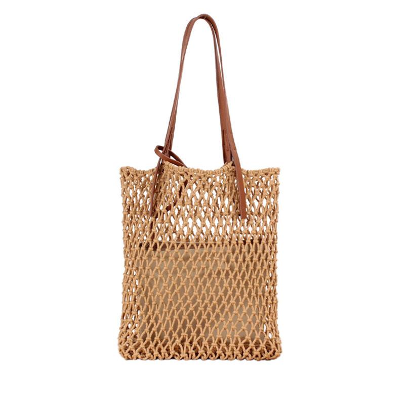 Sacs à bandoulière en maille ajourée tendance pour femmes 2020 - Nouveaux sacs de plage bohèmes d'été en paille - Sacs à main de voyage pour femmes