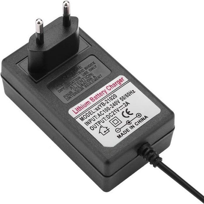 Cargador de baterías de litio de CA 100-240 V a CC 21 V 2 A, adaptador de corriente de carga seguro
