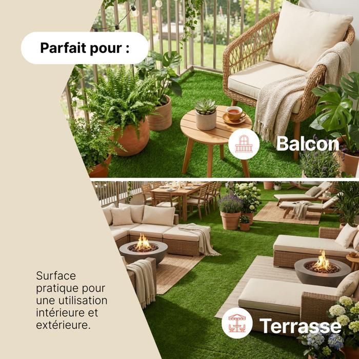 TAPISO Natural Deluxe Synthetic Grass Carpet Artificial Lawn Terrace Balcony Garden Green Thickness 20 mm 200 x 160 cm