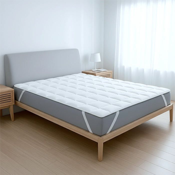 The White Stone Mattress Topper 90x190 cm, Padded with 500 g/m² Wadding | Breathable Microfiber Cover with Elasticated Corners