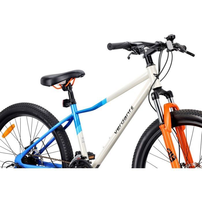 Mountainbike - Verdant CALIX - 26 inch wielen - Leeftijd 10-14 jaar - Vering, schijfremmen, 21 versnellingen - Wit-blauw-oranje
