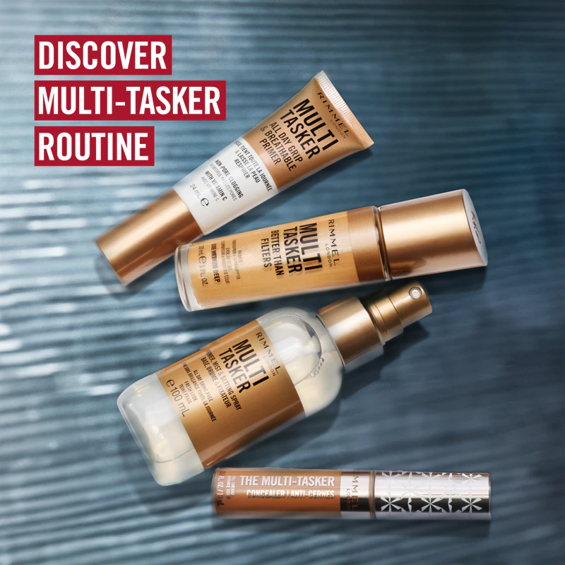 Corretivo multifuncional Rimmel com duração de 24 horas que reduz imperfeições.