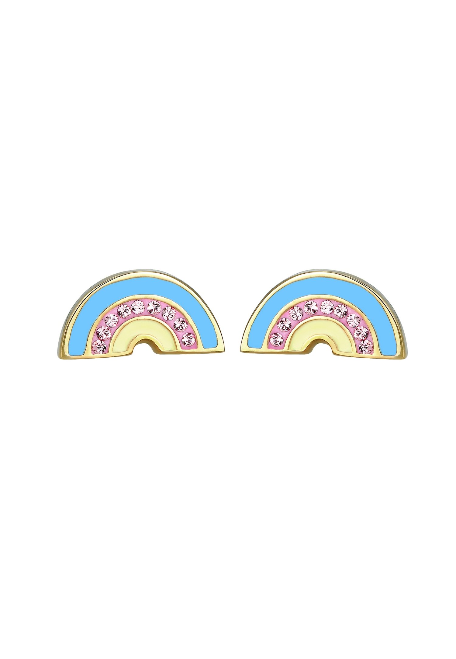 Elli Arc-en-Ciel avec Cristaux Clous d'Oreilles Enfants-Plaqué Or Argent (925/1000)