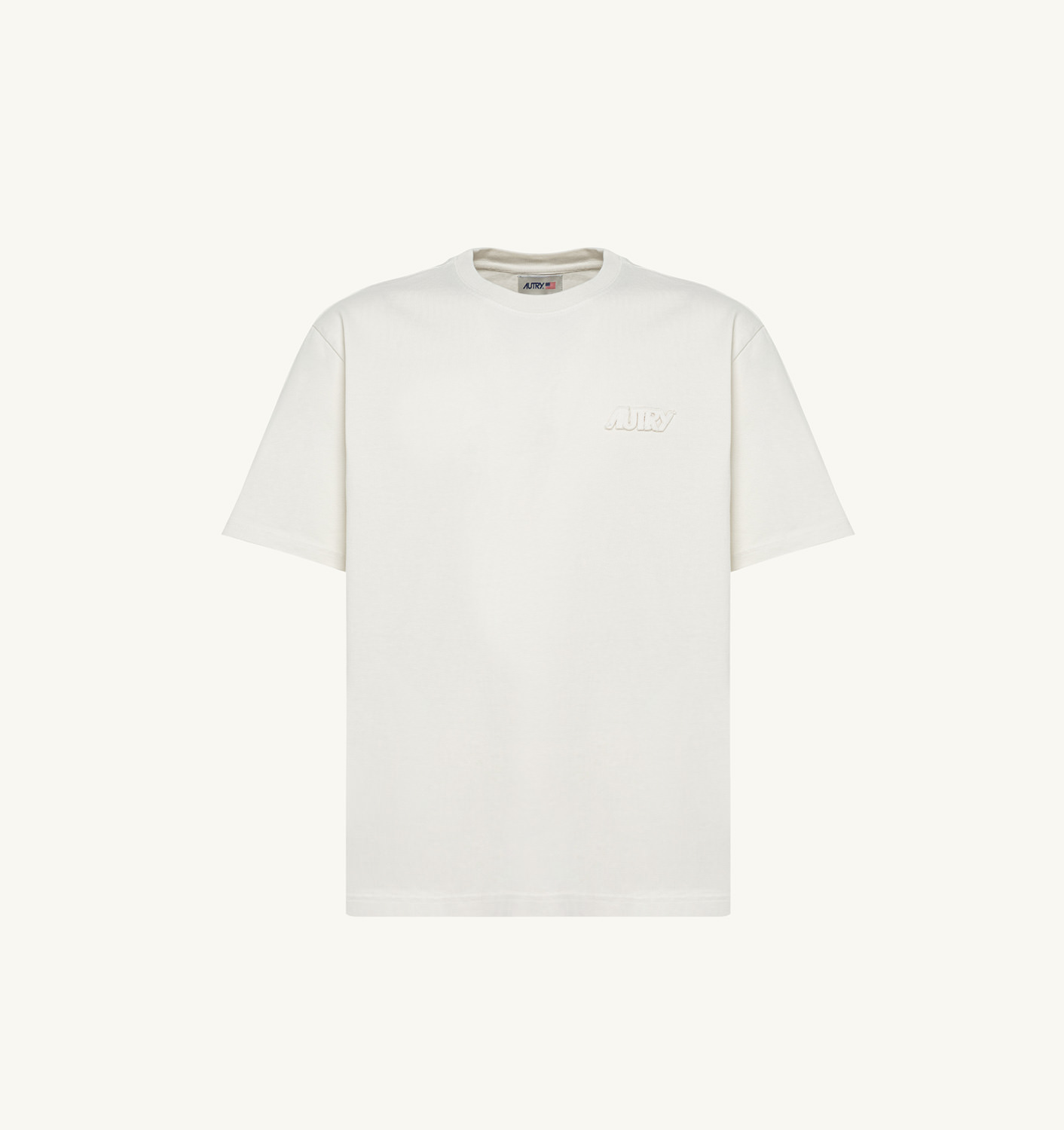 Tricou cu croială lejeră din jerseu de bumbac culoare fildeș