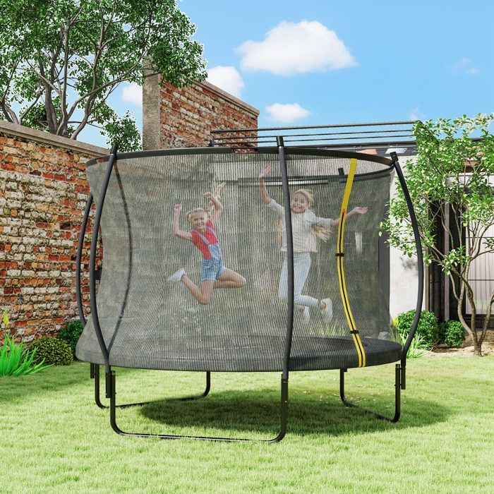 Trampolino da giardino - SPORTNOW - Ø 305 cm - rete di sicurezza - gambe in acciaio a forma di U - 54 molle ad alta tensione - nero