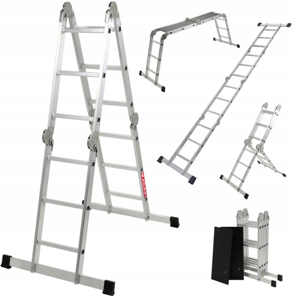 Kadax Drabina Aluminiowa Przegubowa 4x3 Dwustronna