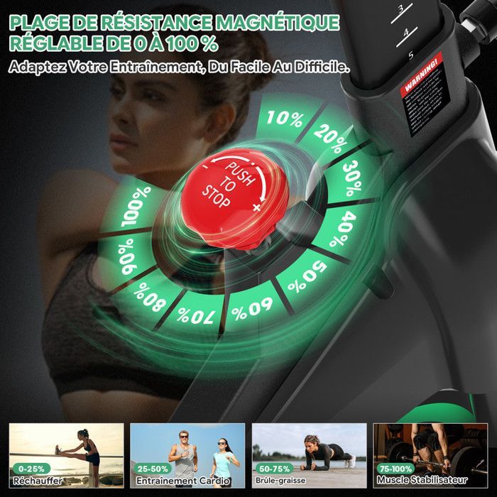 Exercise Bike with App - LCD Screen - Quiet Operation with Adjustable Magnetic Resistance - For Cardio Training - 150kg Capacity