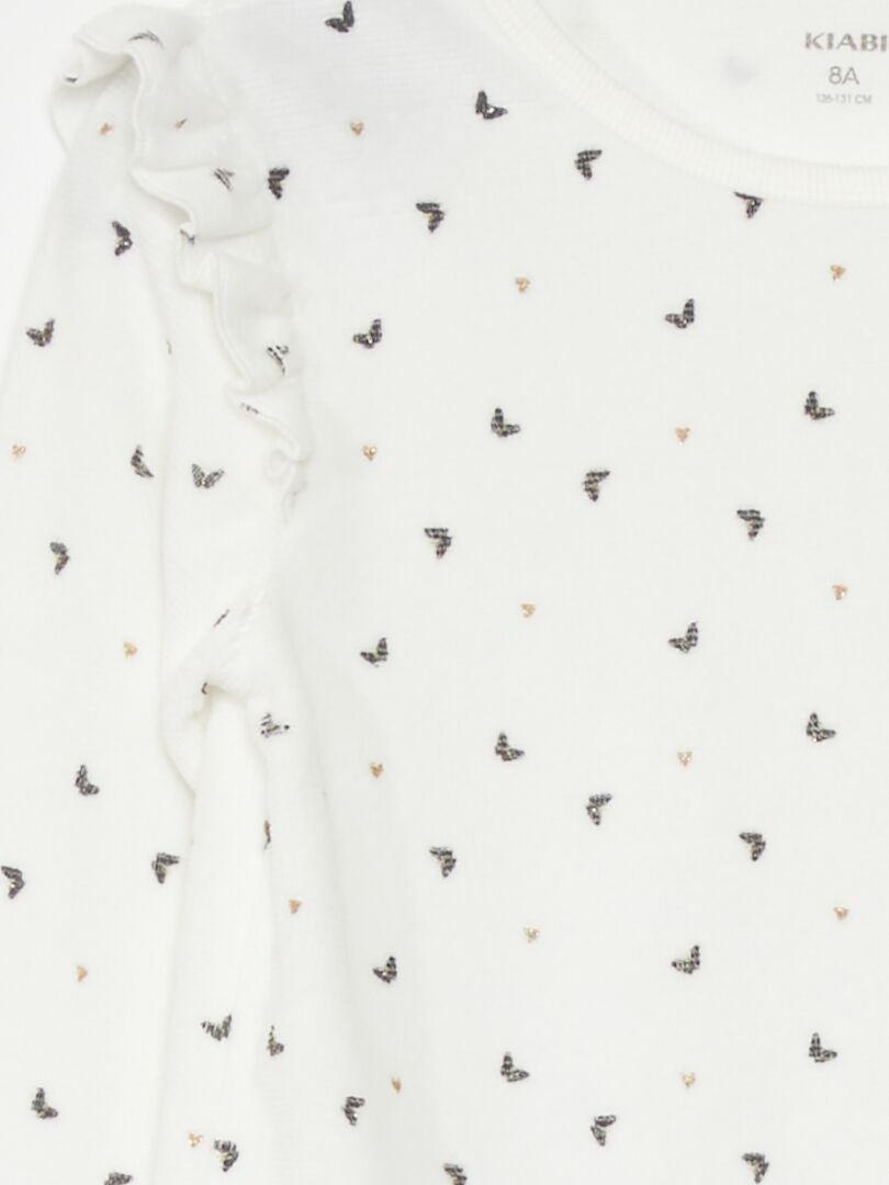 Pijama largo de terciopelo - 2 piezas - BLANCO