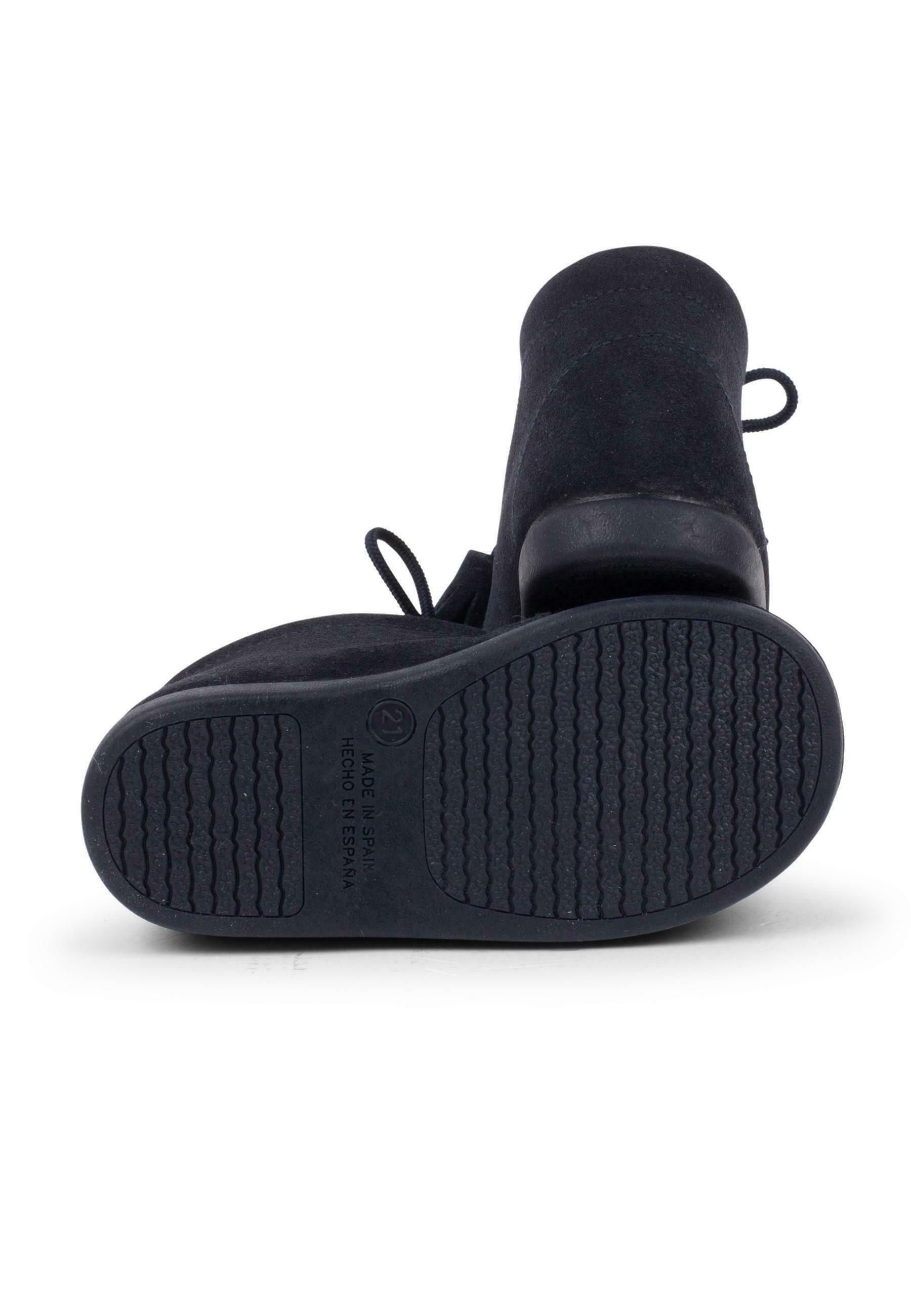 Pisamonas Wildlederstiefel mit Perforation und Quasten – Babyschuhe – marineblau