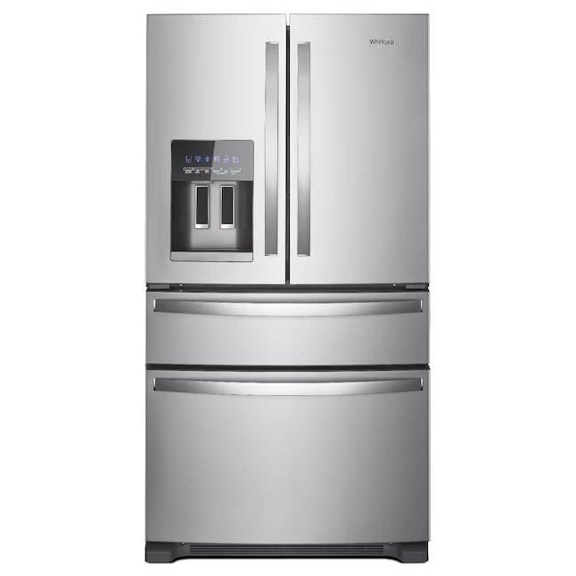 Whirlpool 4-türiger French-Door-Kühlschrank mit 24,5 Kubikfuß Nutzinhalt und Eiswürfelbereiter (Edelstahl, fingerabdruckresistent) ENERGY STAR®