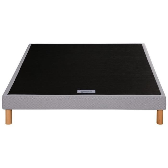 Sommier à lattes 90 x 190 SIMMONS - 4 pieds bois - Caisse en bois massif - Lattes fixes en bois 98 mm de largeur -