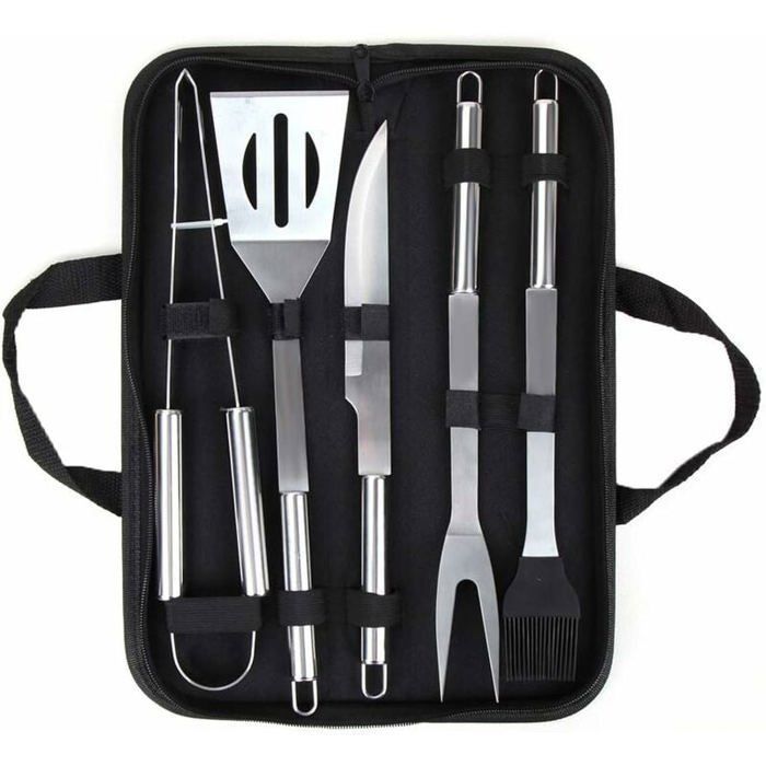 Juego de utensilios para barbacoa, estuche de aluminio, accesorio profesional para barbacoa, juego de cubiertos perfecto para barbacoa.