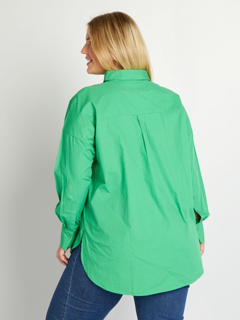 Camisa larga con cuello italiano - VERDE