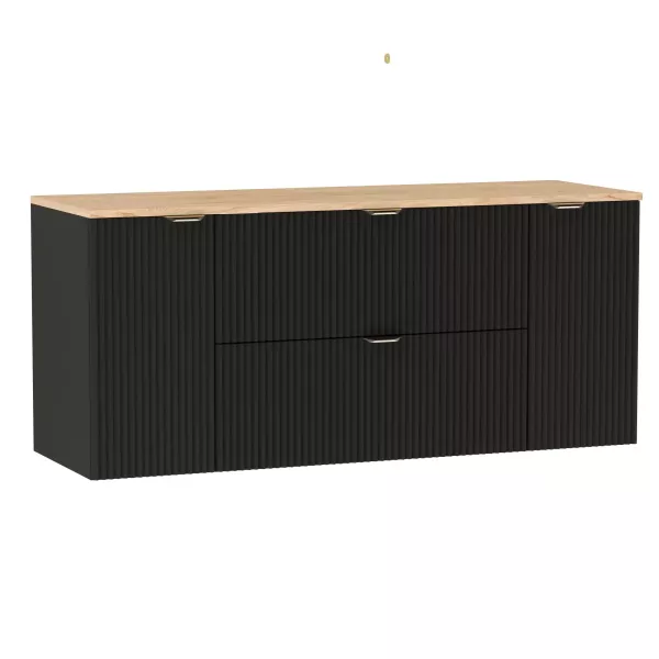 Szafka pod umywalkę z 2 drzwiami i 2 szufladami 140 cm Biały/Orzech blat