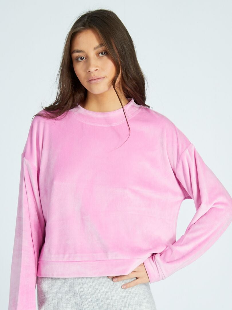 Sudadera de forro polar para estar en casa - rosa