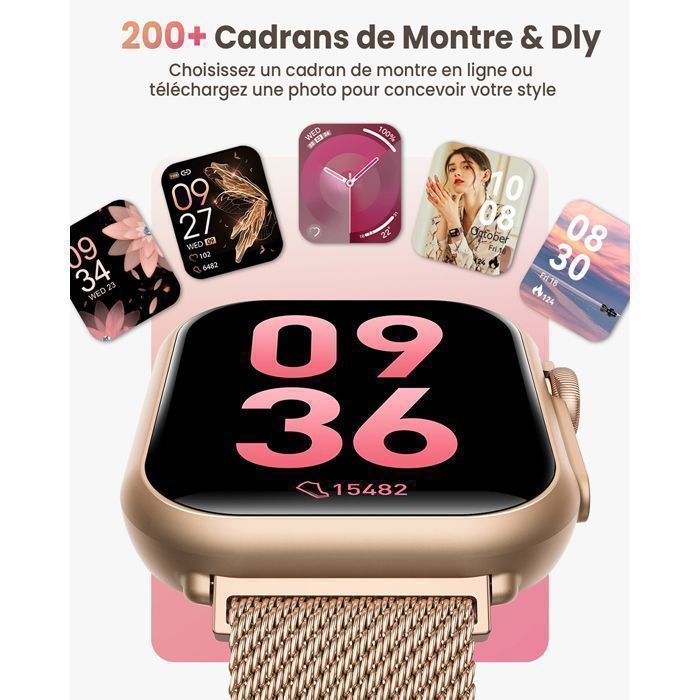 Smartwatch da donna AIMIUVEI con batteria da 1000 mAh, display HD da 1,83