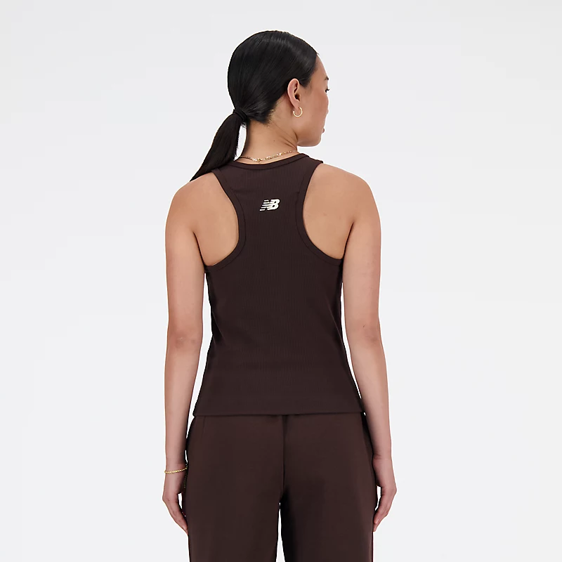 Damski top typu racer z dzianiny Linear Heritage Rib Knit - BLACK COFFEE