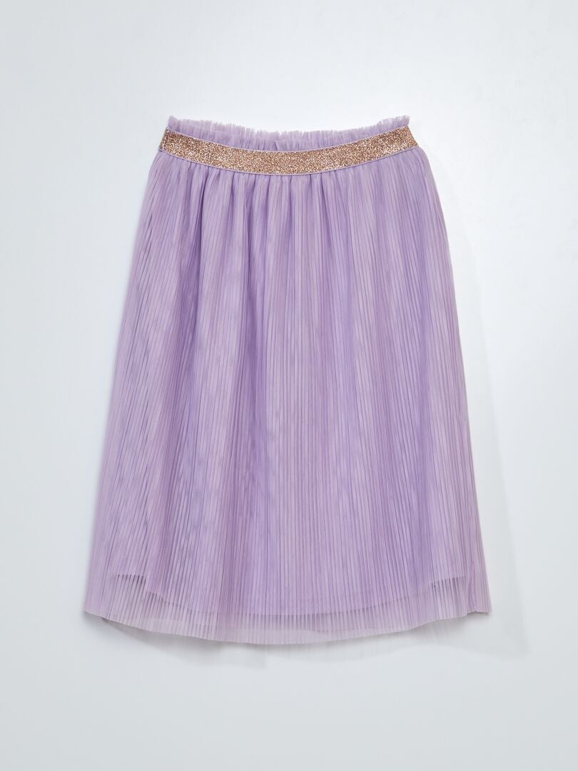 Falda plisada de tul con cinturón de lentejuelas - MORADO