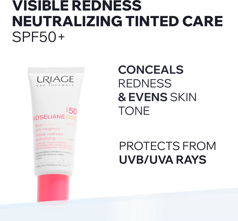 Uriage Roseliane CC kremas SPF 50+ nuo paraudimo CC kremas SPF 50+