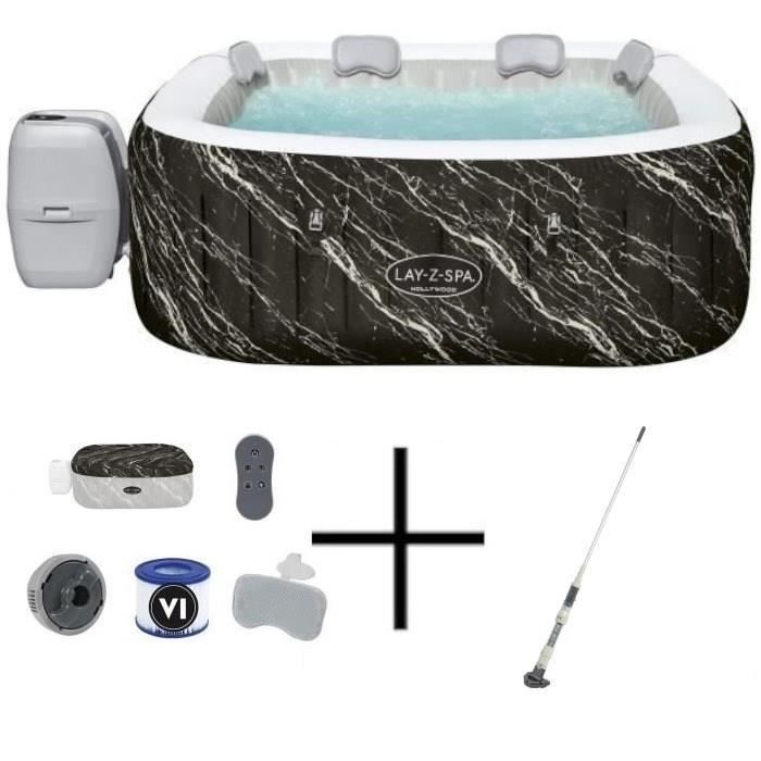 Spa hinchable BESTWAY Lay-Z-Spa Hollywood - 140 chorros de aire - 180 x 180 x 66 cm - Capacidad para 4 a 6 personas + Aspiradora eléctrica Aquascan
