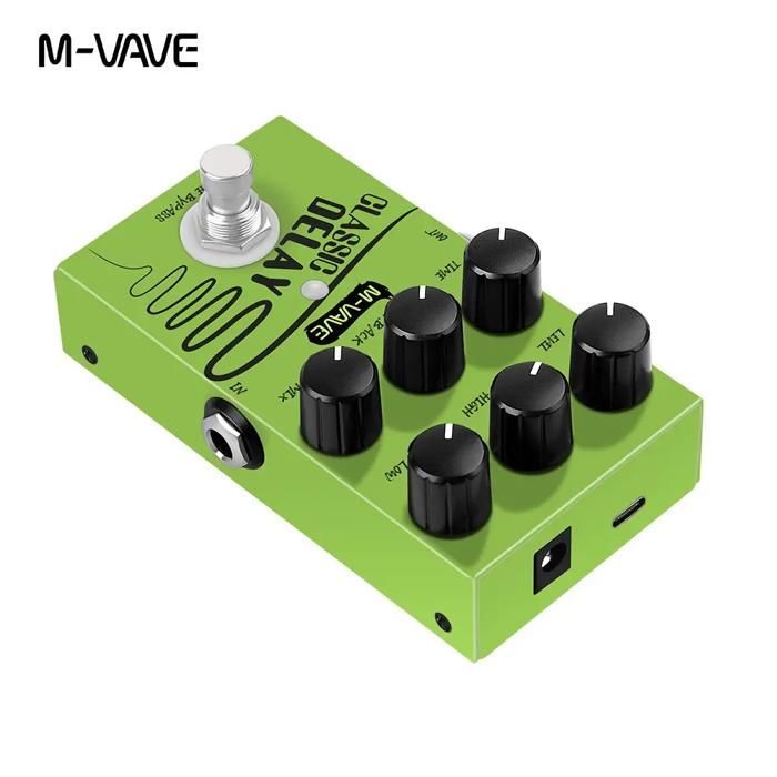 Delay-Effektpedal – RNCYN – 600 ms Verzögerungszeit – True Bypass – Für E-Gitarre und E-Bass – Grün – Mini
