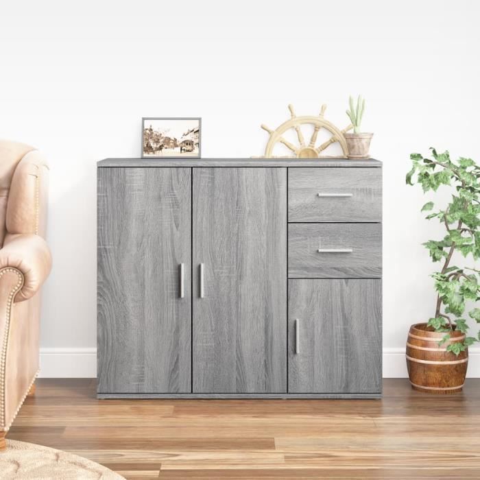 vidaXL Buffet Sonoma gris 91x29,5x75 cm Bois d'ingénierie 823275