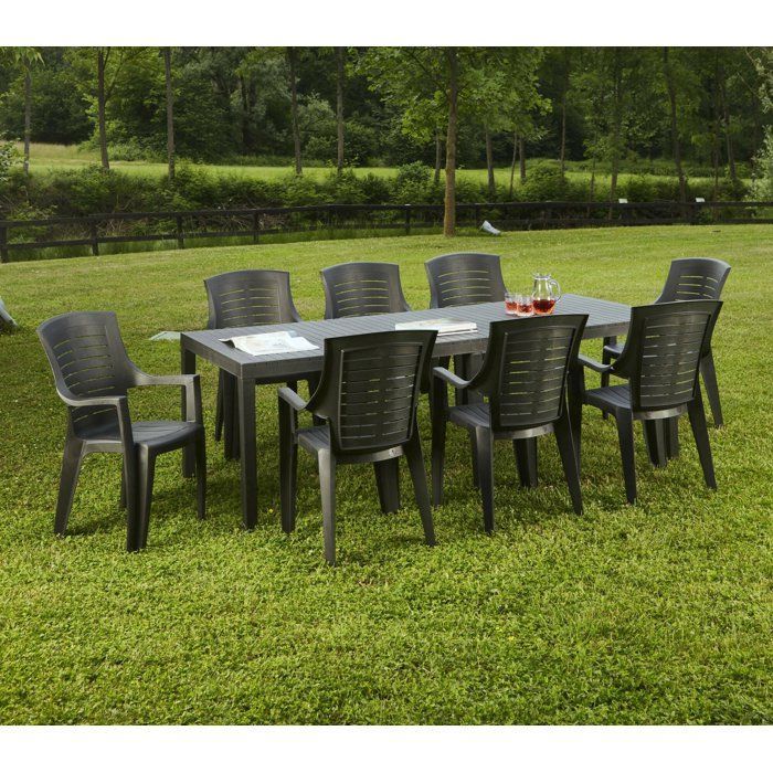 Mesa de exterior Dmica - Dmora - PVC - Antracita 220x90x72 cm