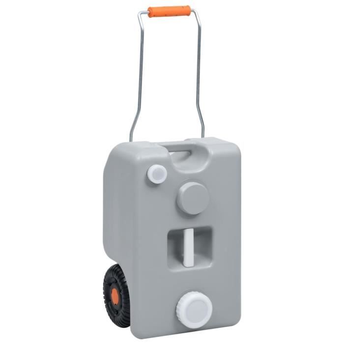 vidaXL Réservoir d'eau sur roues pour camping 25 L Gris, PEHD PP (polyéthylène polypropylène haute densité)