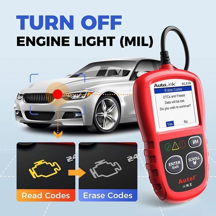 AUTEL AL319 OBD2 Car Diagnostic Tool - One-Click Code Reader - Multi-brand - French Menu