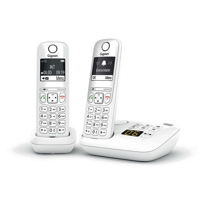 Teléfono inalámbrico AS690 A Duo blanco - GIGASET - Inalámbrico - Contestador automático de 20 min - Identificador de llamadas - Manos libres