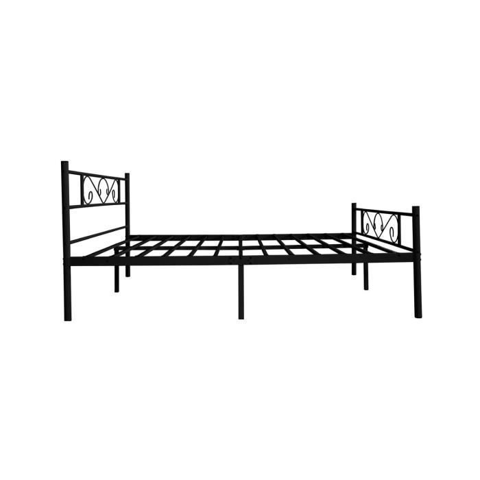Cama modelo HOLA con estructura metálica, 160 x 200 cm - Negra
