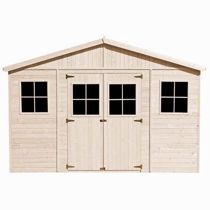 Caseta de jardín de madera TIMBELA de 11,91 m² - 418 x 320 cm - 17 mm de espesor - Construcción de paneles - M331