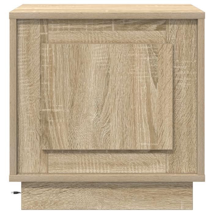Table de chevet - Chêne Sonoma - 1 tiroir - Éclairage LED - Style contemporain
