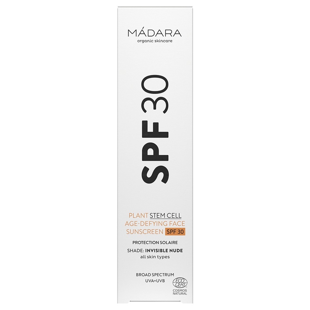 MÁDARA Opaľovací krém s rastlinnými kmeňovými bunkami, Omladzujúci opaľovací krém na tvár SPF 30–40 ml