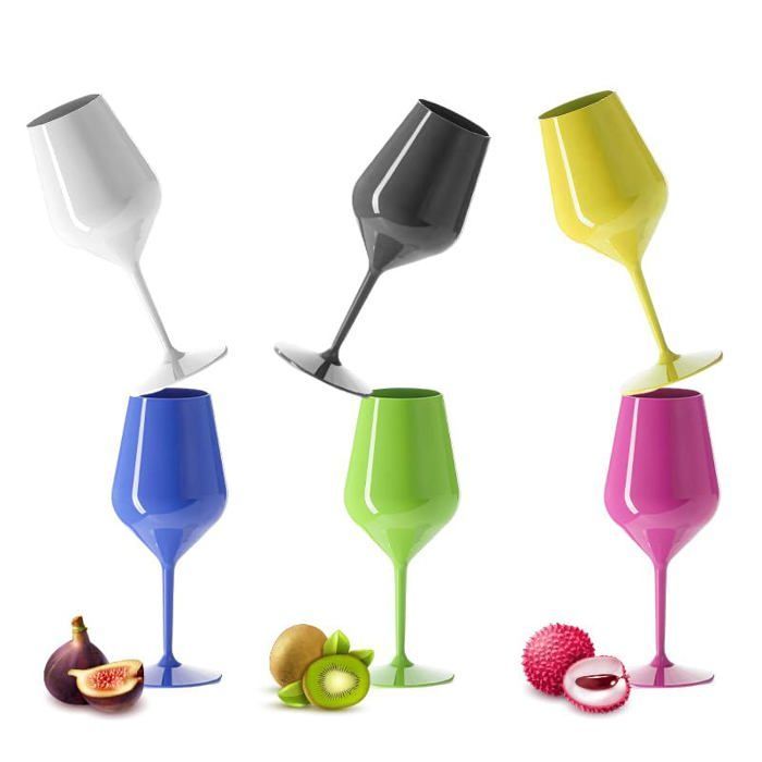 Verre à Vin Wine Cocktail INCASSABLE 47cl - Lot de 6 - Verre Incassable en TRITAN, Réutilisable 350 Lavages, PBlanc
