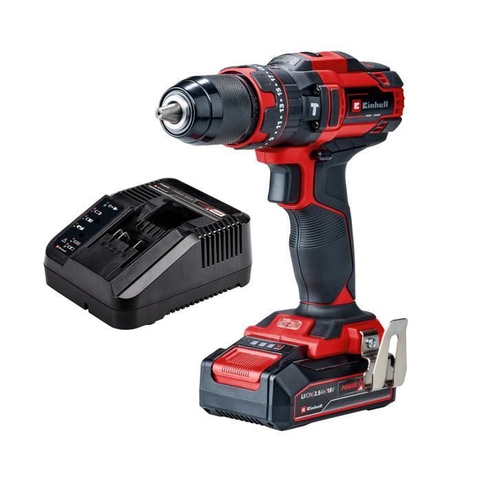 Einhell Perceuse visseuse à percussion sans fil TE-CD 18/44 Li-i (1x2,5Ah) PXC (18V) Livré avec Batterie 2,5Ah et Chargeur