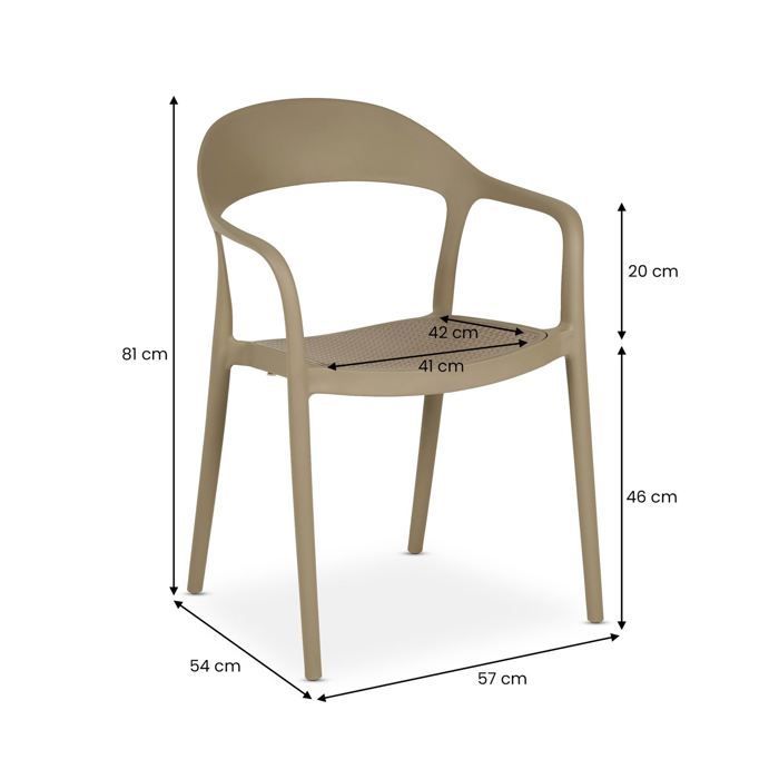 Ensemble table et chaises de jardin LAVANDA, coloris champagne, empilables résistantes aux intempéries et aux UV