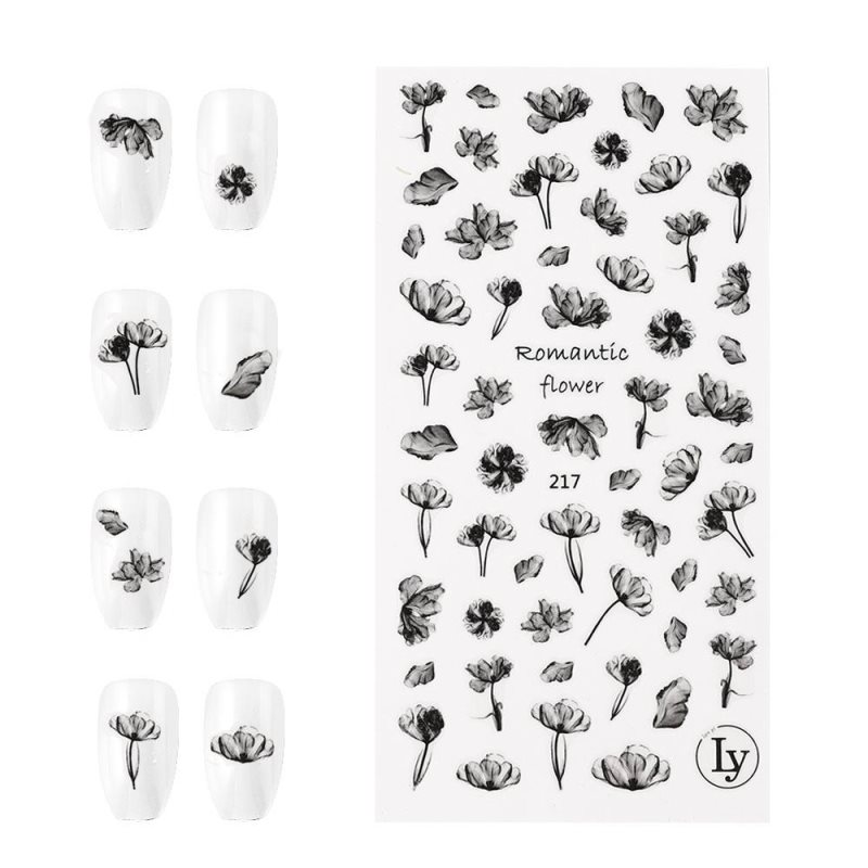 Romantische 3D kleurrijke bloemen serie nagelstickers, waterstickers, plantenstickers, nageldecoratie, doe-het-zelf nagelaccessoires, tips en hulpmiddelen
